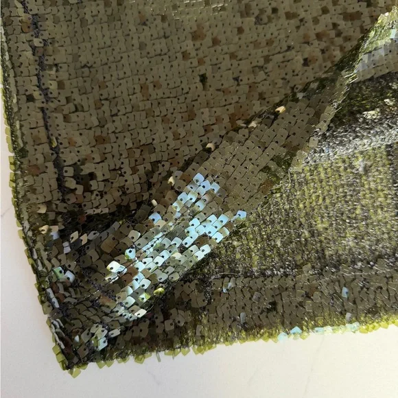 Zara Moss Green Sequin Midi Skirt XS Party Night Out Glam - Picture 7 of 8